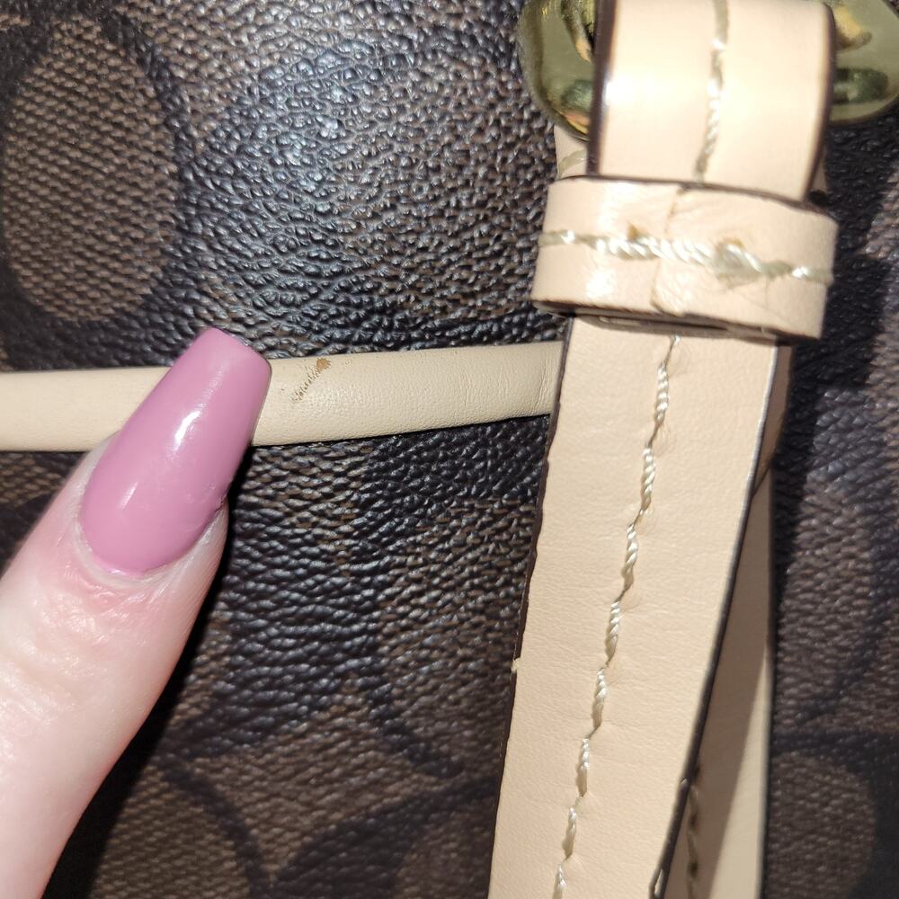 Coach Signature Peyton Cora Domed Satchel Brown Coated Canvas Leather Trim F2618 - Picture 7 of 14